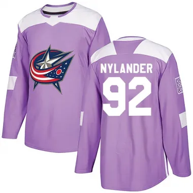 Purple Youth Alexander Nylander Authentic Columbus Blue Jackets Fights Cancer Practice Jersey