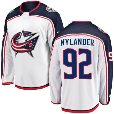 White Men's Alexander Nylander Breakaway Columbus Blue Jackets Away Jersey